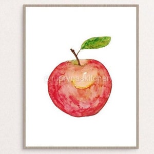 Décor de cuisine d'apple, peinture, art de mur de cuisine, art d'aquarelle, décor de restaurant d'affiche, impression de cuisinier, légumes imprimables, dessin de fruit