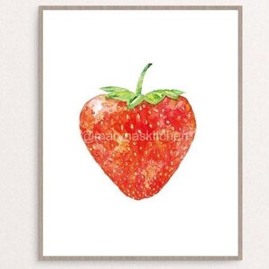 Strawberry kitchen Decor, Painting Kitchen Wall Art Watercolor Art, Poster Restaurant Decor, Cook Print, Vegetables Printable, Fruit Drawing