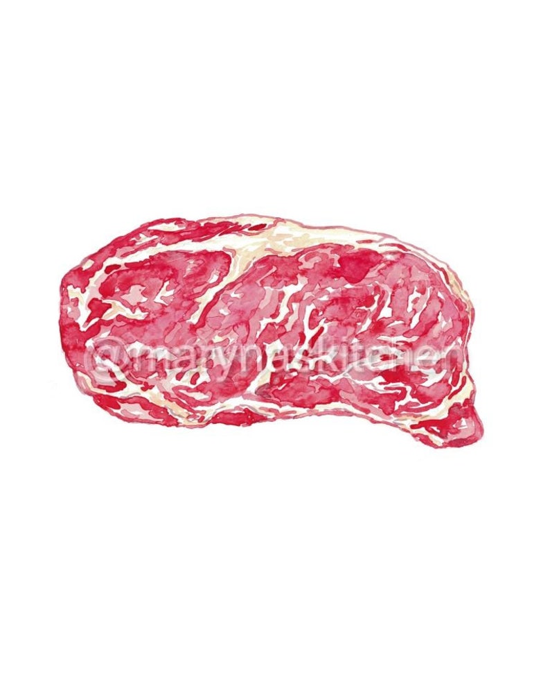 Rib Eye Steak Kitchen Decor, Painting Wall Poster Watercolor Art ...