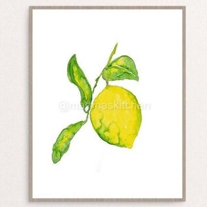 Décor de cuisine de citron, peinture, art de mur de cuisine, art d'aquarelle, décor de restaurant, impression de cuisinier, légumes imprimables, dessin de lime d'agrumes