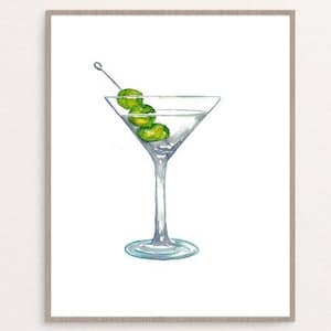 Poster di Martini Cocktail stampa acquerello stampa Drink Bar parete arte stampa cucina arredamento Bar Decor Cocktail Summer art stampa stampare calce alcool