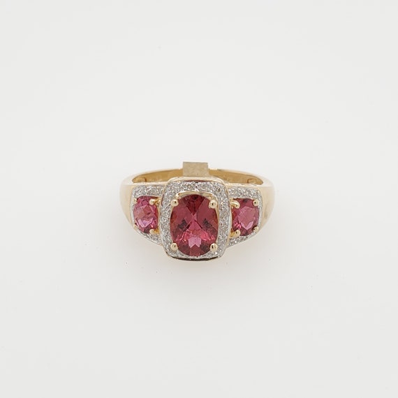 Vintage Pink Tourmaline and Diamond Ring