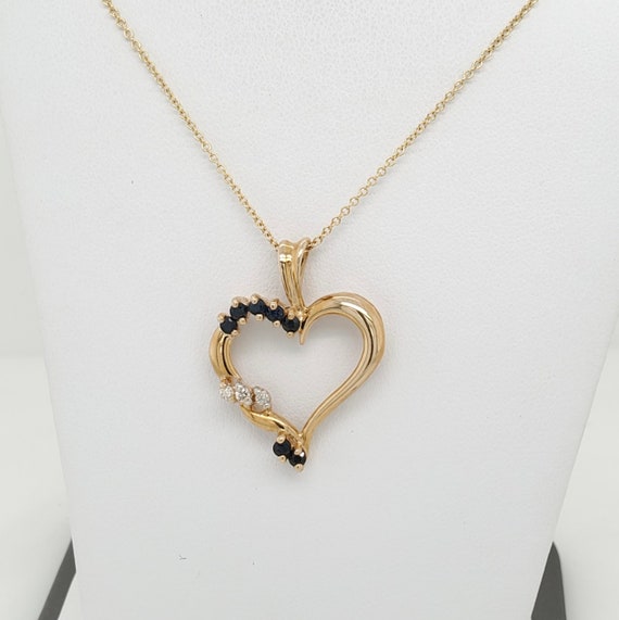 Heart Diamond and Sapphire Necklace - image 1