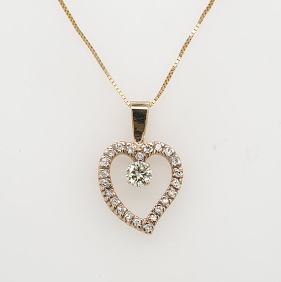 Vintage Yellow Gold Heart Pendant - image 1