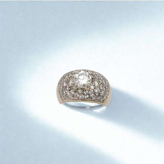 14-Karat Yellow Gold & Diamond Dome Statement Ring - image 1