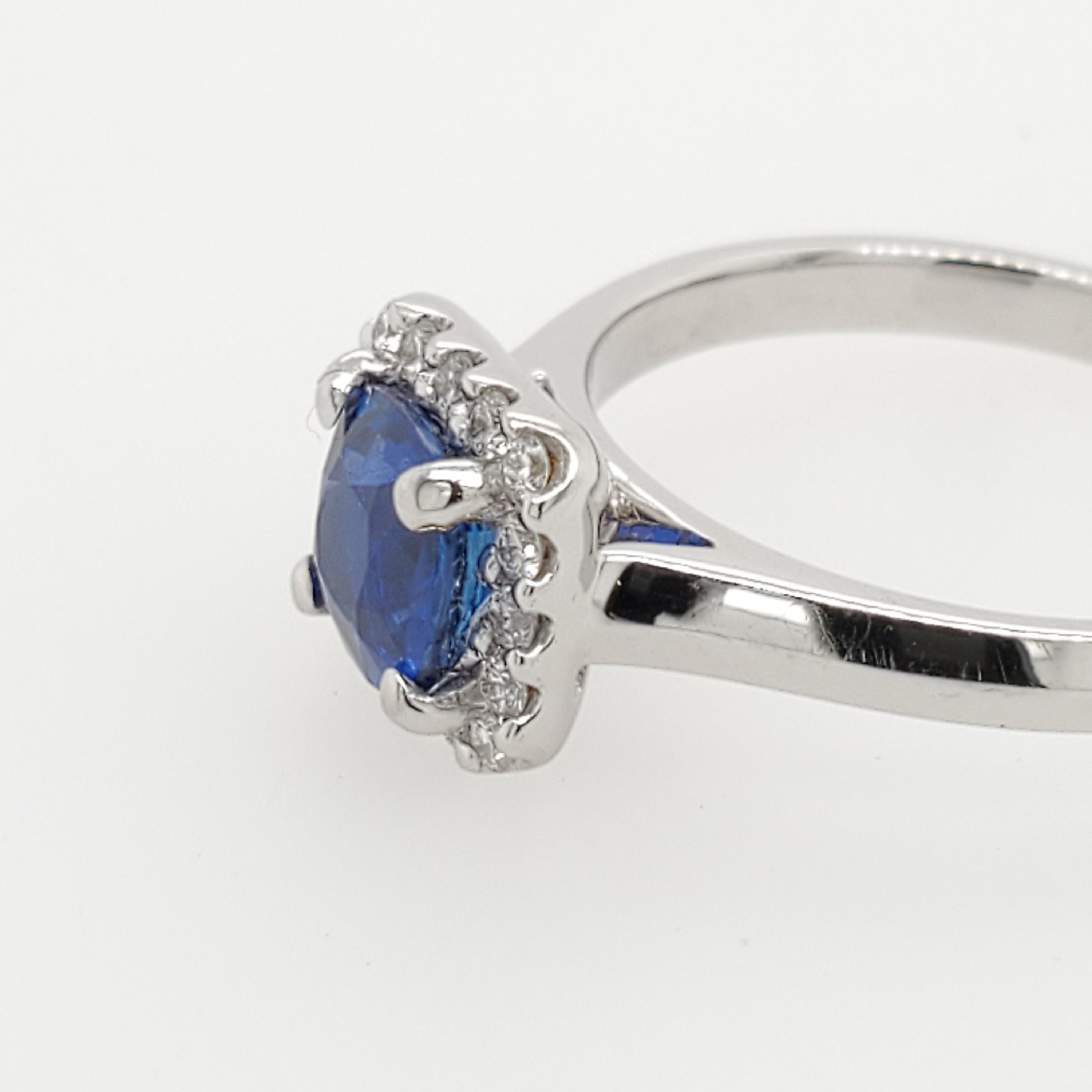 Sapphire & Diamond Halo Ring - Etsy