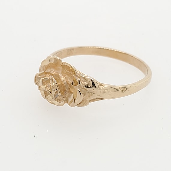14 Karat Yellow Gold Nugget Rose Ring - image 1