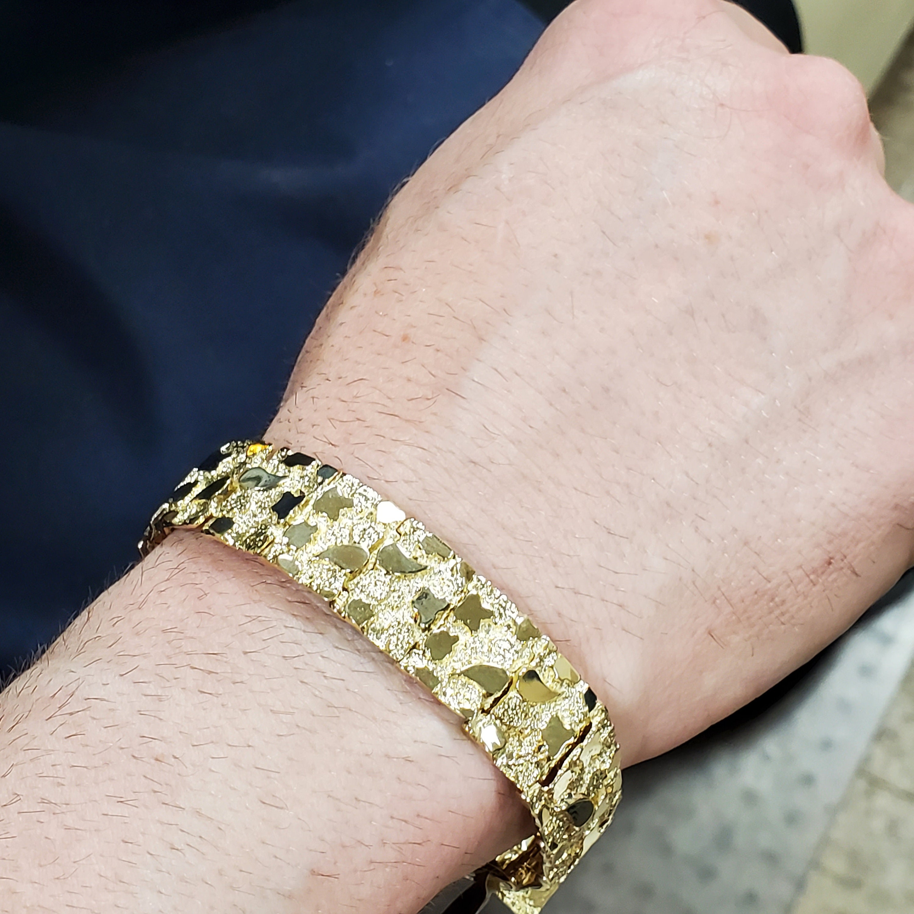 Sold at Auction: 14k Yellow Gold Nugget Bracelet