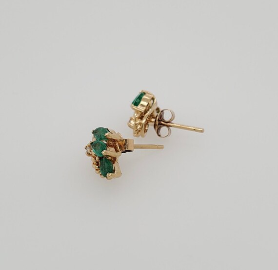 Fancy Diamond Emerald Earrings - image 2