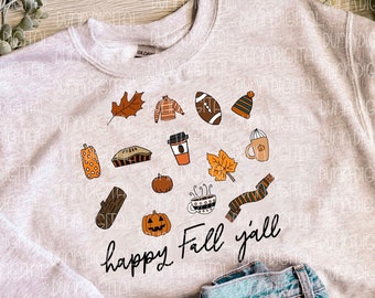 Fall PNG, Happy Fall Yall PNG, Pumpkin Sublimation Design DOWNLOAD, Autumn Sublimation Download, Pumpkin Spice png