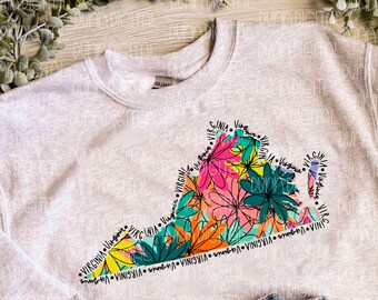 Virginia PNG for Sublimation, Virginia Sublimation, Floral PNG, Virginia Sublimation Download, Summer Virginia PNG