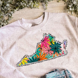 Virginia PNG for Sublimation, Virginia Sublimation, Floral PNG, Virginia Sublimation Download, Summer Virginia PNG
