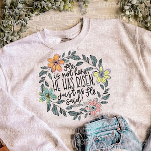 Easter PNG, Christian Easter PNG, Easter Shirt Design png, Matthew 28:6 Sublimation Design DOWNLOAD, Easter Sublimation Download