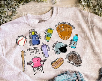 Baseball Mom PNG, Baseball Mom Sublimation Design, Baseball PNG, Baseball Mom Shirt Design, Baseball PNG For Sublimation