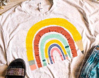Teacher PNG Sublimation Design DOWNLOAD, Teacher Appreciation png, Teacher Rainbow Design, Printable Teacher PNG, Sublimation Shirt Design