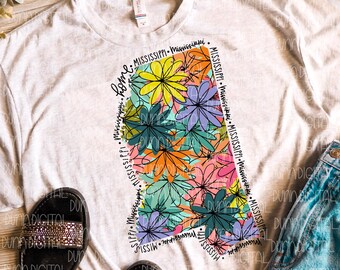 Mississippi PNG for Sublimation, Mississippi Sublimation, Floral PNG, Mississippi Sublimation Download, Summer Mississippi PNG