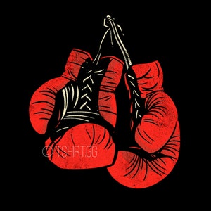 Maglietta con guantoni da boxe. Felpa con cappuccio. Regalo per pugile o fan della boxe. Girocollo a V. Kickboxing e arti marziali. Per un combattente o un allenatore.