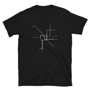Cadeau chemise unisexe minimaliste de carte du métro de la ville de Washington DC