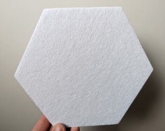 White Polygon Sound Diffuser Panel Acoustic Felt Hexagon Pin Board Wall Art Peel And Stick Honeycomb Wall Decor