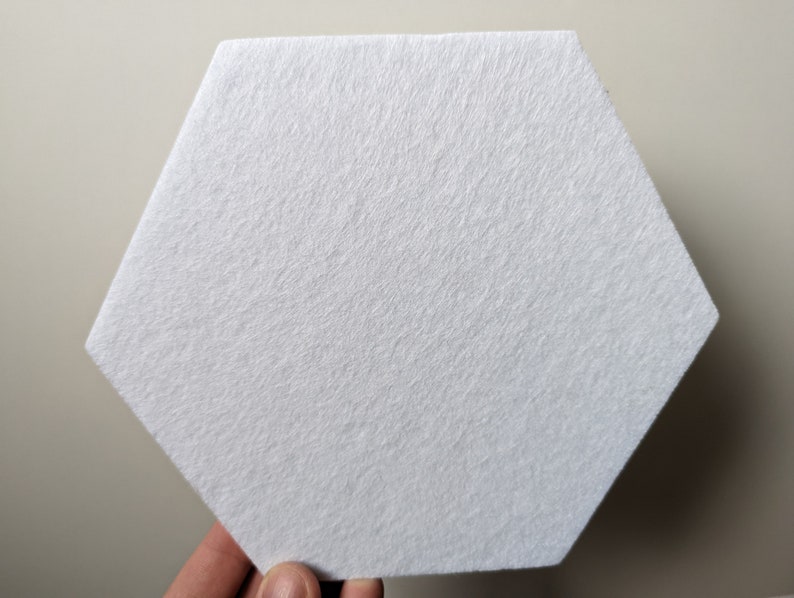 White Polygon Sound Diffuser Panel Acoustic Felt Hexagon Pin Board Wall Art Peel And Stick Honeycomb Wall Decor image 1