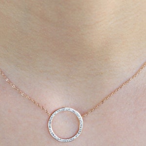 Necklace Stainless Steel rose gold with big diamond ring