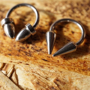 Hoop Helix Tragus Orbital Septum Body Jewellery Stainless Steel Silver Bullet and Spike Horseshoe Piercing Jewelry BBC Bead