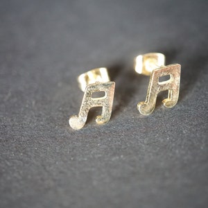 Gold Music Note Stud Earrings: Stainless Steel Minimalist Jewelry