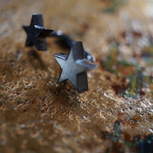 Barbell dos estrella pendiente 16g helix pendiente helix piercing cartílago cartílago dos estrellas barbell Piercing Negro