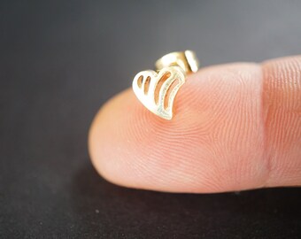 Gold Heart Stud Earrings: Dainty Stainless Steel Minimalist Design