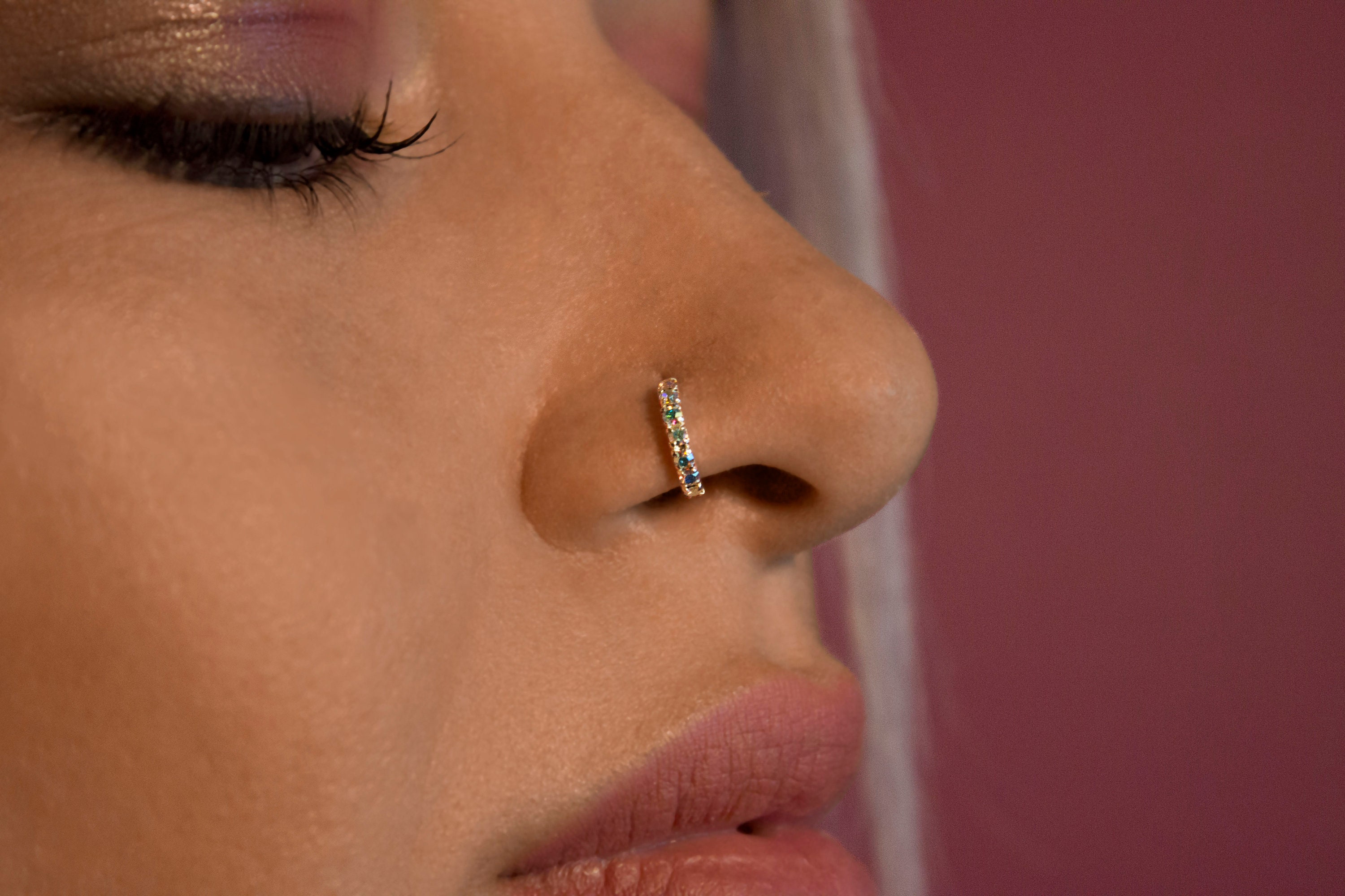 Double Up Nose Ring Silver / Straight Bar