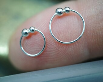 Anelli Naso Argento 925 4 Anelli Argento 925 Per Naso | Diametro 9mm | Spessore 0.6mm | Con Sfera E Barra Argento Sterling 0.6mm - Foto 5