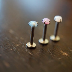 Labret Lip Ring Monroe piercing Stainless Steel opal stone Body Jewelry