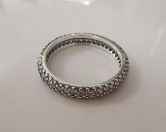 New Pandora S925 Silver Ale Sparkling Curve Ring Uk