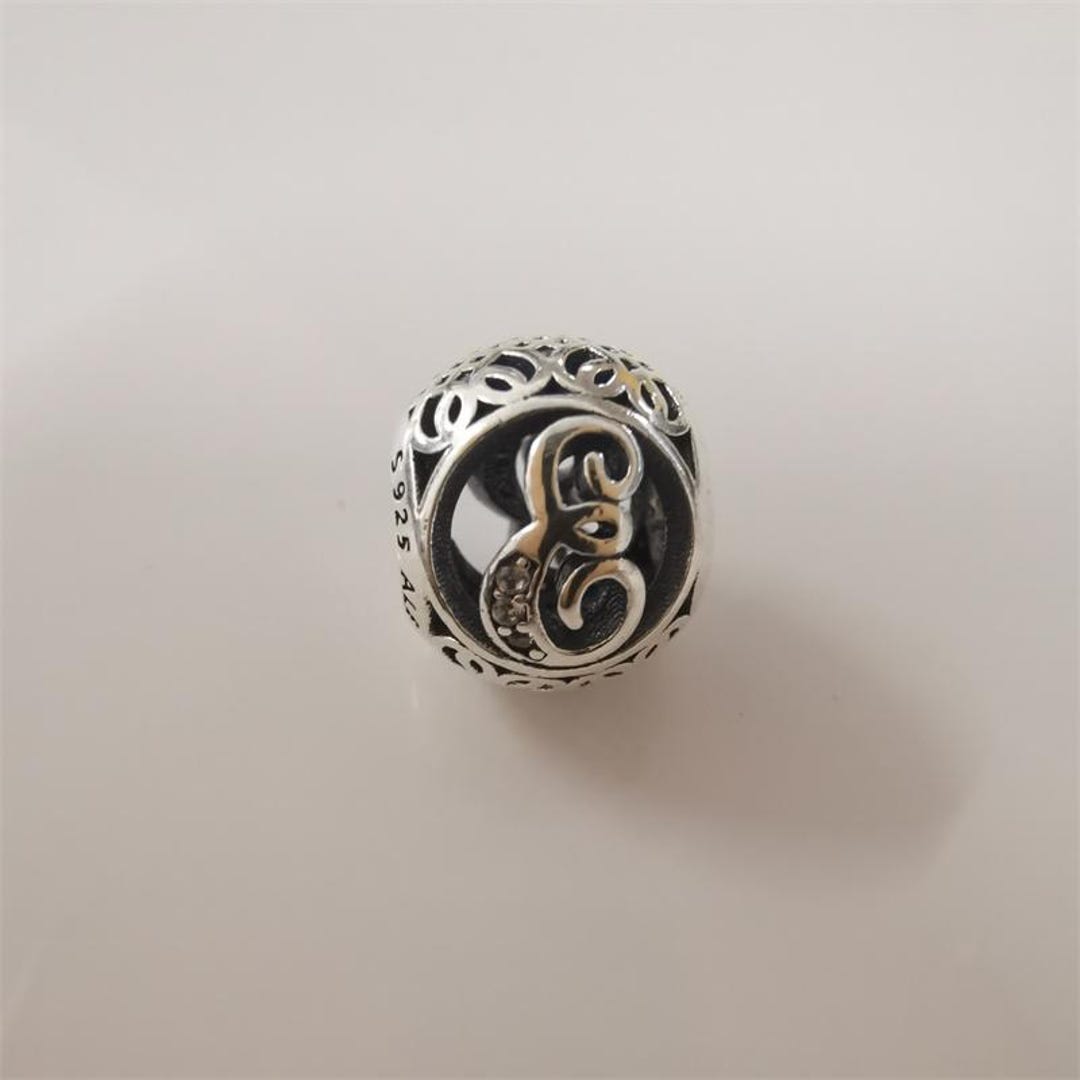 ChicSilver Sterling Silver Initial Charm - Vintage Letter Charm With CZ For Bracelets (Letter E) - View #7