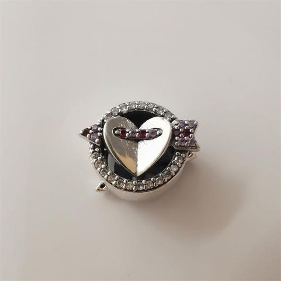 New Pandora Sparkling Arrow Heart Charm Red Cupid Love Ale