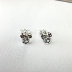 pandora  mickey silver stud earrings with cz