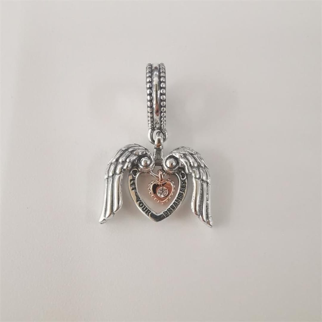 Pandora Silver S925 Club 2021 Angel Wings Heart Dangle Charm