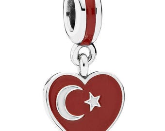 パンドラブレスレットに合うトルコ国旗ハートチャーム - Etsy 日本