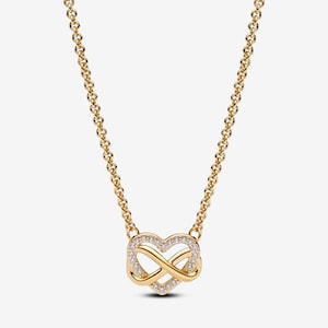 Neu Pandora Shine Gold Infinity Herz Collier Halskette 50 CM