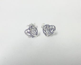 pandora silver family tree heart stud earrings