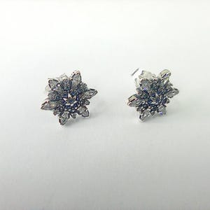 PANDORA Stud Earrings Clear Blue Crystalized Snowflake Etsy
