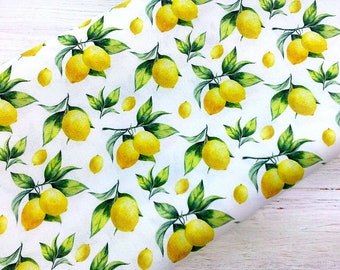 Lemon Fabric, 100% Cotton, Fruit Fabric, Quilting Fabric, Sewing and Craft Fabric, 150 cm Width Fabric by the Fat Quarter/Half Metre/Metre