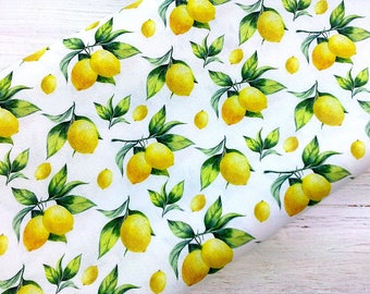 Lemon Fabric, 100% Cotton, Fruit Fabric, Quilting Fabric, Sewing and Craft Fabric, 150 cm Width Fabric by the Fat Quarter/Half Metre/Metre