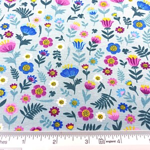 Floral Bunny Jersey Fabric, 150 cm Wide T-shirt Dressmaking Fabric, Children Clothes Material, Jade Lilac Blue Stretchy Fabric by Half Metre image 9