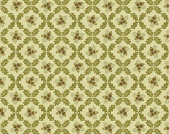 Acorns and Oak Leaves Cotton Fabric by Lewis & Irene, Woodland Forest Floral Print, Quilting Sewing Craft Material