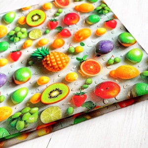 Fruits 3D Fabric, 100% Cotton, Food Fabric, Summer Fabric, Quilt Sewing Craft Material, 149 cm Width Fabric by Fat Quarter/Half Metre/Metre