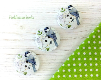 Bird Buttons, Wooden Buttons, Sewing Buttons, Craft Buttons Bird,  Clothing Buttons, Nature Buttons, Patterned Buttons, Card Making Buttons