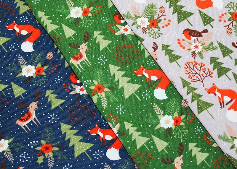 Christmas canvas fabric, designer Scandi retro - Oeko-Tex - Per