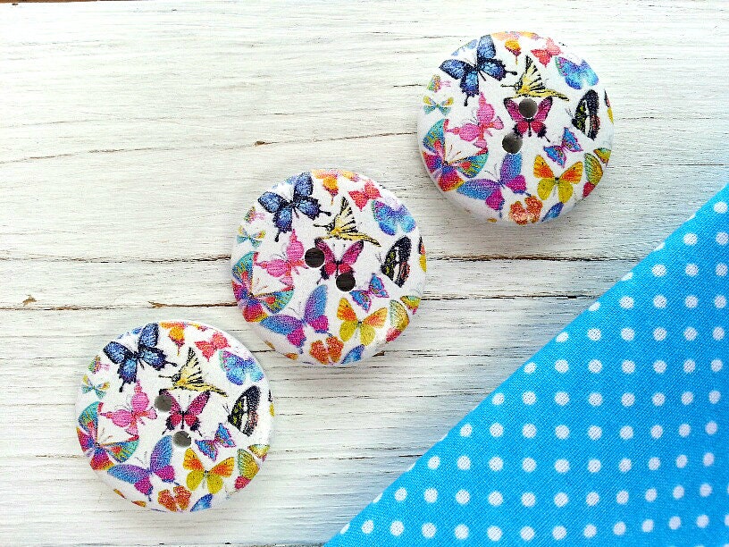 Butterfly Buttons, Wooden Buttons, Large Buttons, Insect Buttons, 30 Mm ...