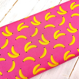 Banana Fabric, 100% Cotton, Summer Fruits Print, Kitchen Fabric, Food Fabric, Quilting Sewing Craft Material by Fat Quarter/Half Metre/Metre